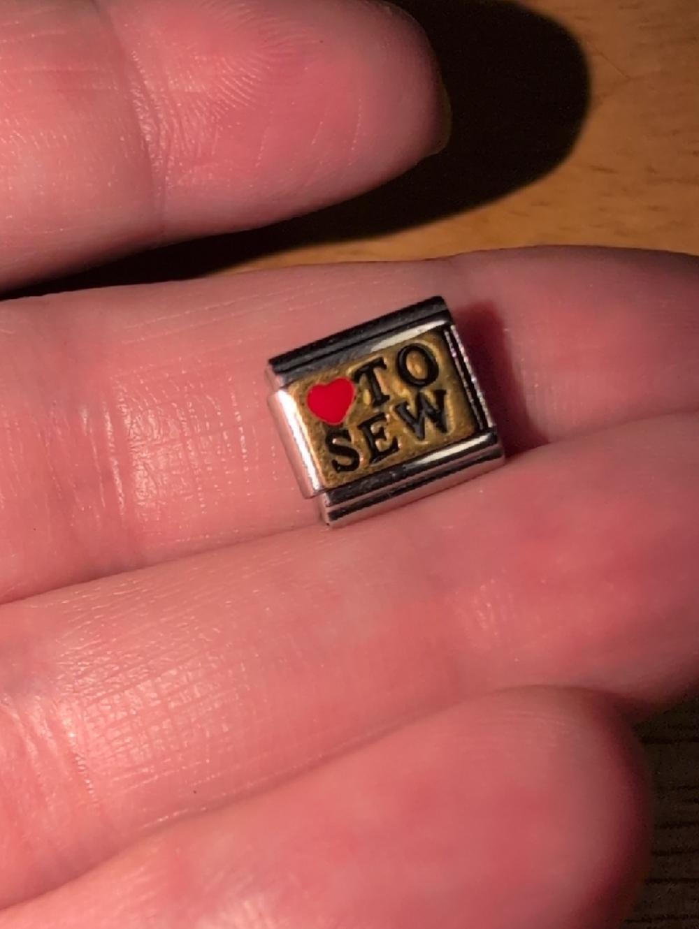 ❤️‍🔥10/$10❤️‍🔥 I ❤️ TO SEW Enamel Italian Link Charm - Gold, Black & Red